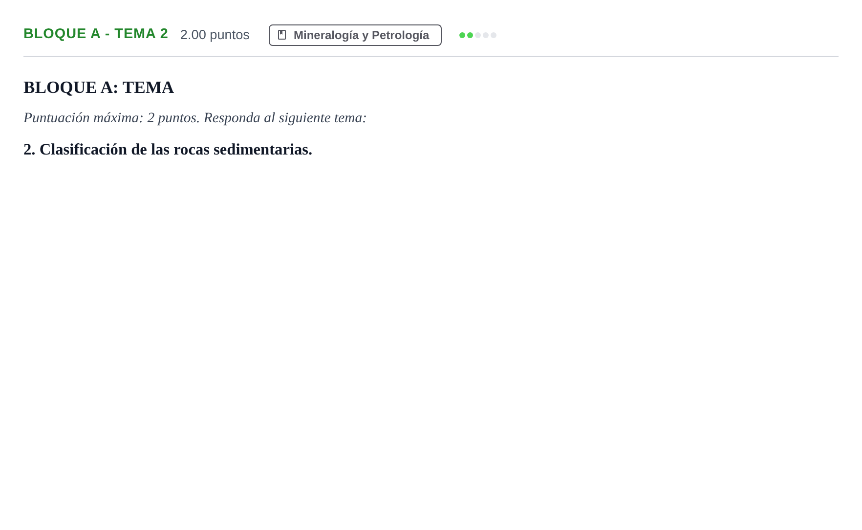Enunciado: Bloque A - Tema 2 · Geología PAU Andalucía Extraordinaria Suplente 2024