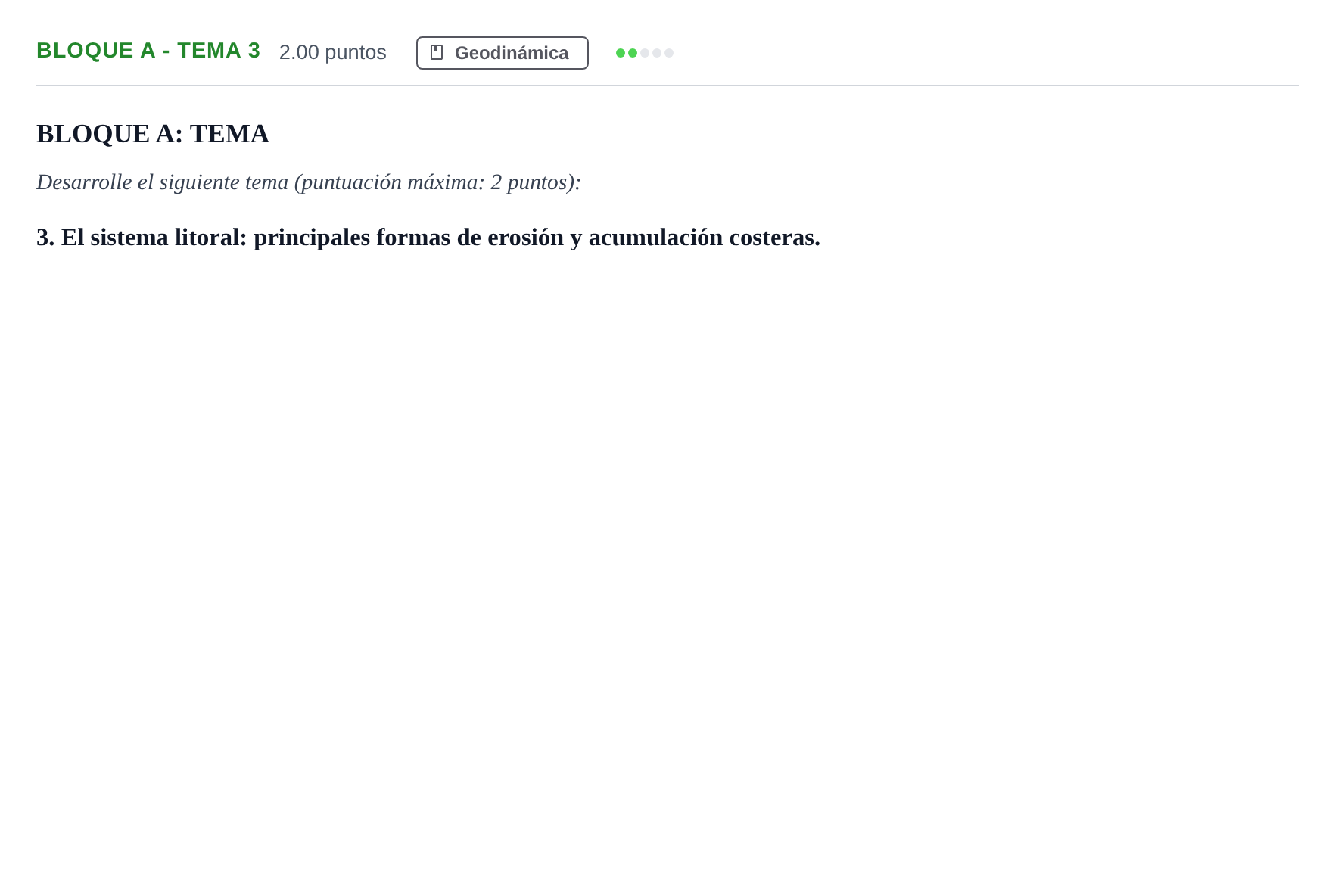 Enunciado: Bloque A - Tema 3 · Geología PAU Andalucía Extraordinaria Suplente 2024
