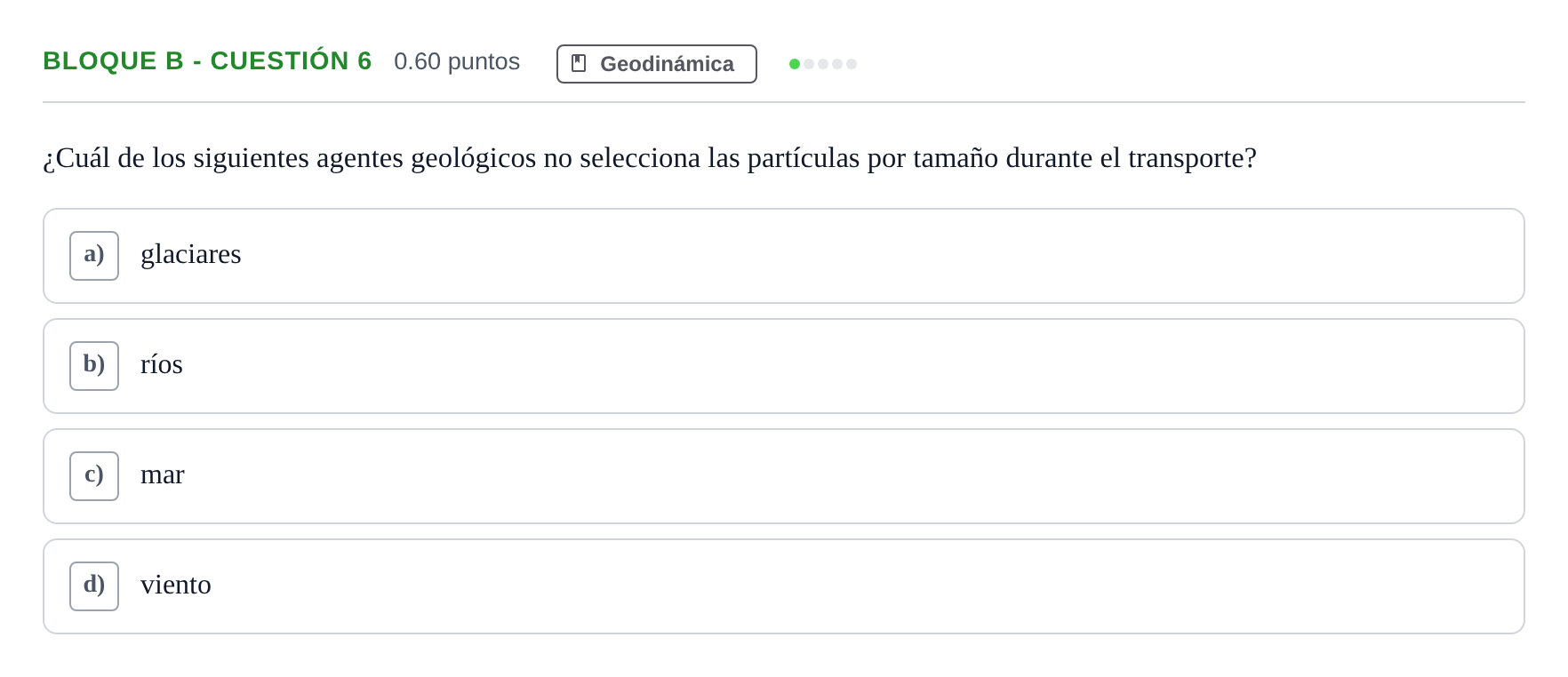 Enunciado: Bloque B - Cuestión 6 · Geología PAU Andalucía Extraordinaria Suplente 2024