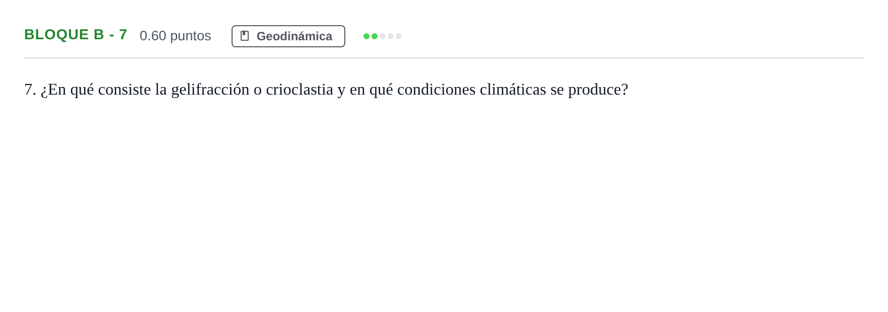 Enunciado: Bloque B - 7 · Geología PAU Andalucía Extraordinaria Titular 2024
