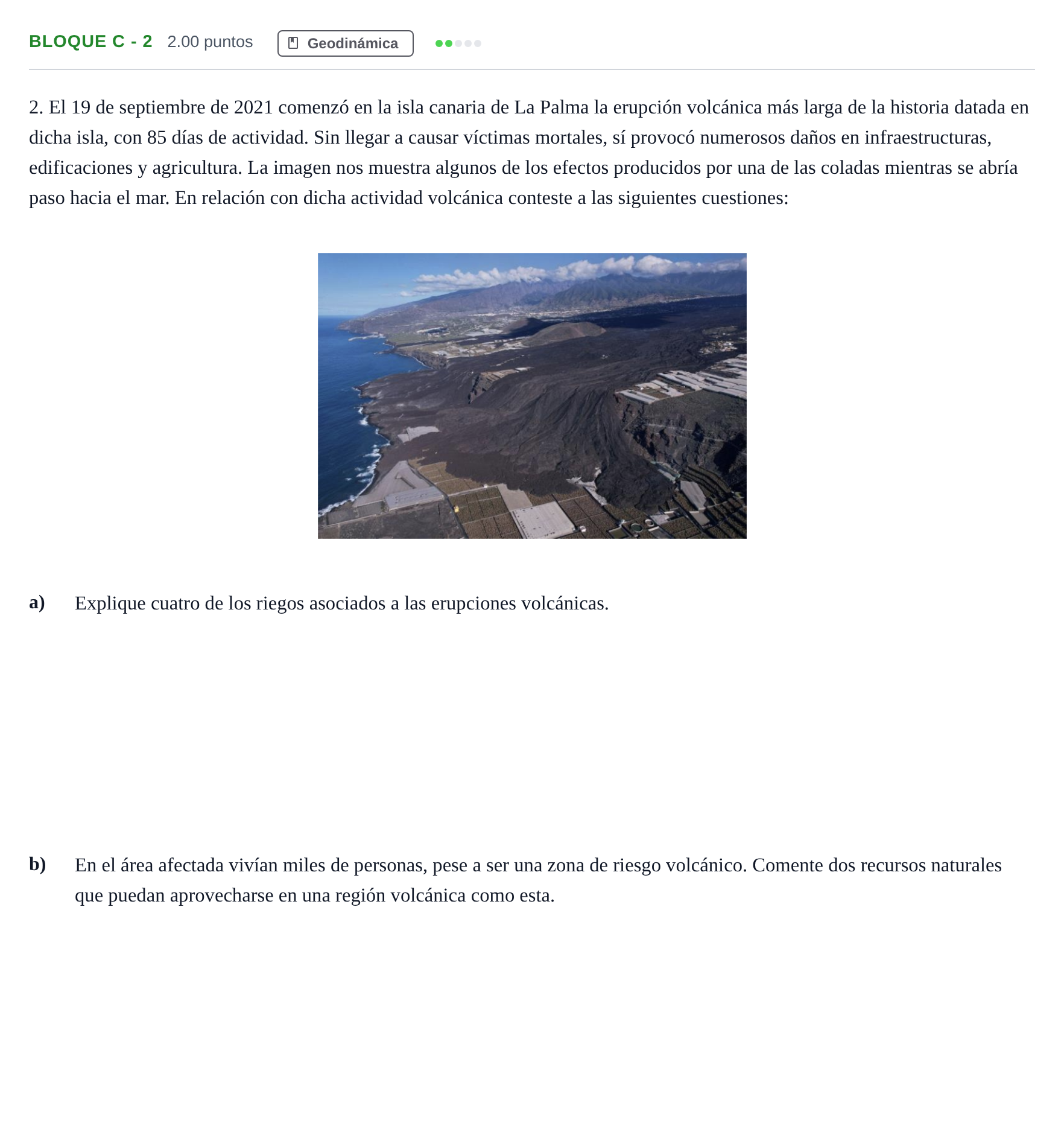 Enunciado: Bloque C - 2 · Geología PAU Andalucía Extraordinaria Titular 2024