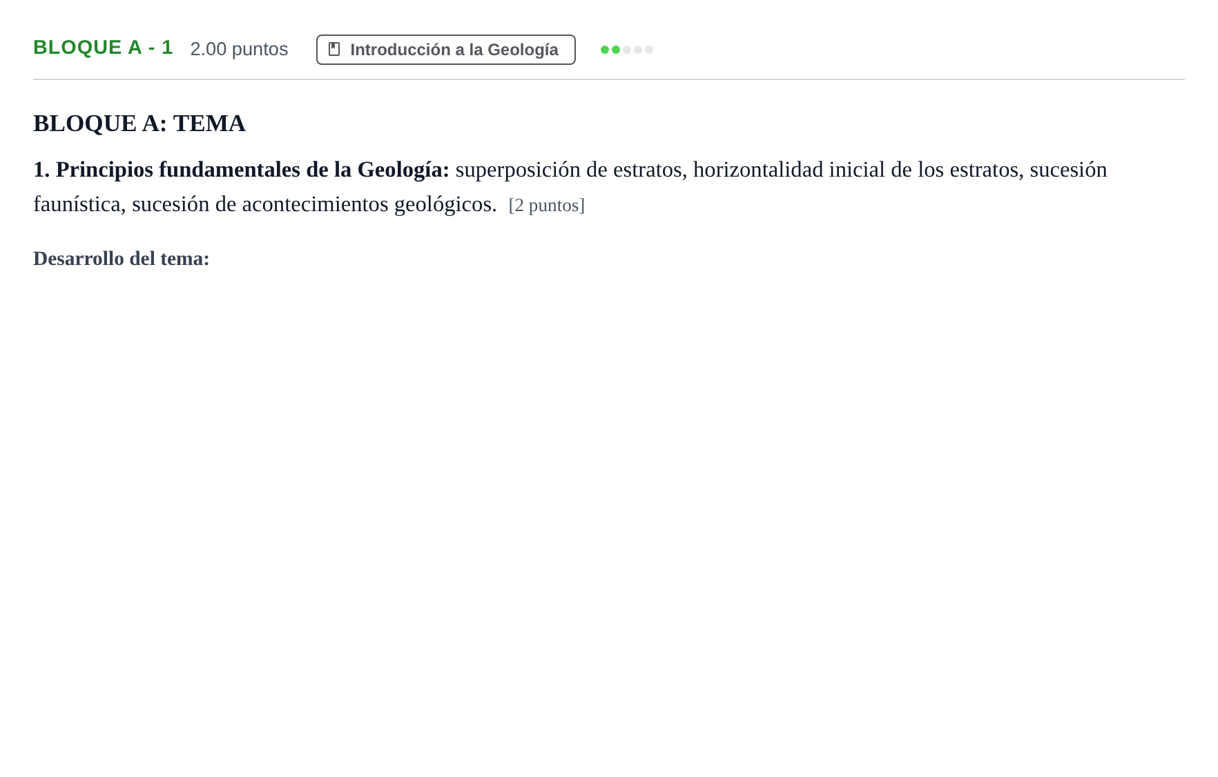 Enunciado: Bloque A - 1 · Geología PAU Andalucía Ordinaria Suplente 2024