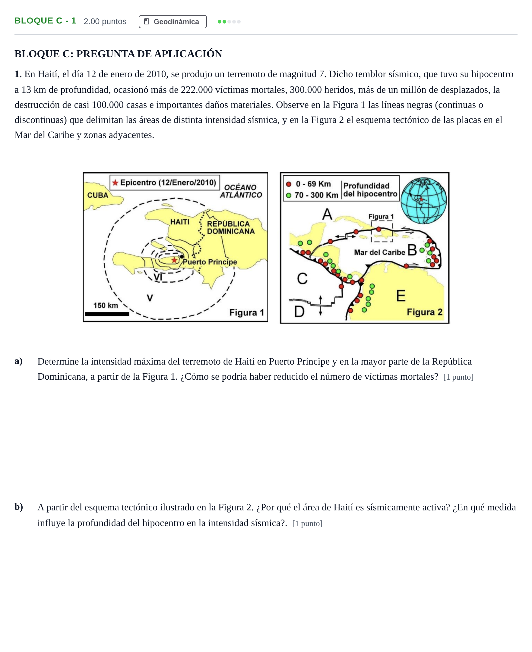 Enunciado: Bloque C - 1 · Geología PAU Andalucía Ordinaria Suplente 2024