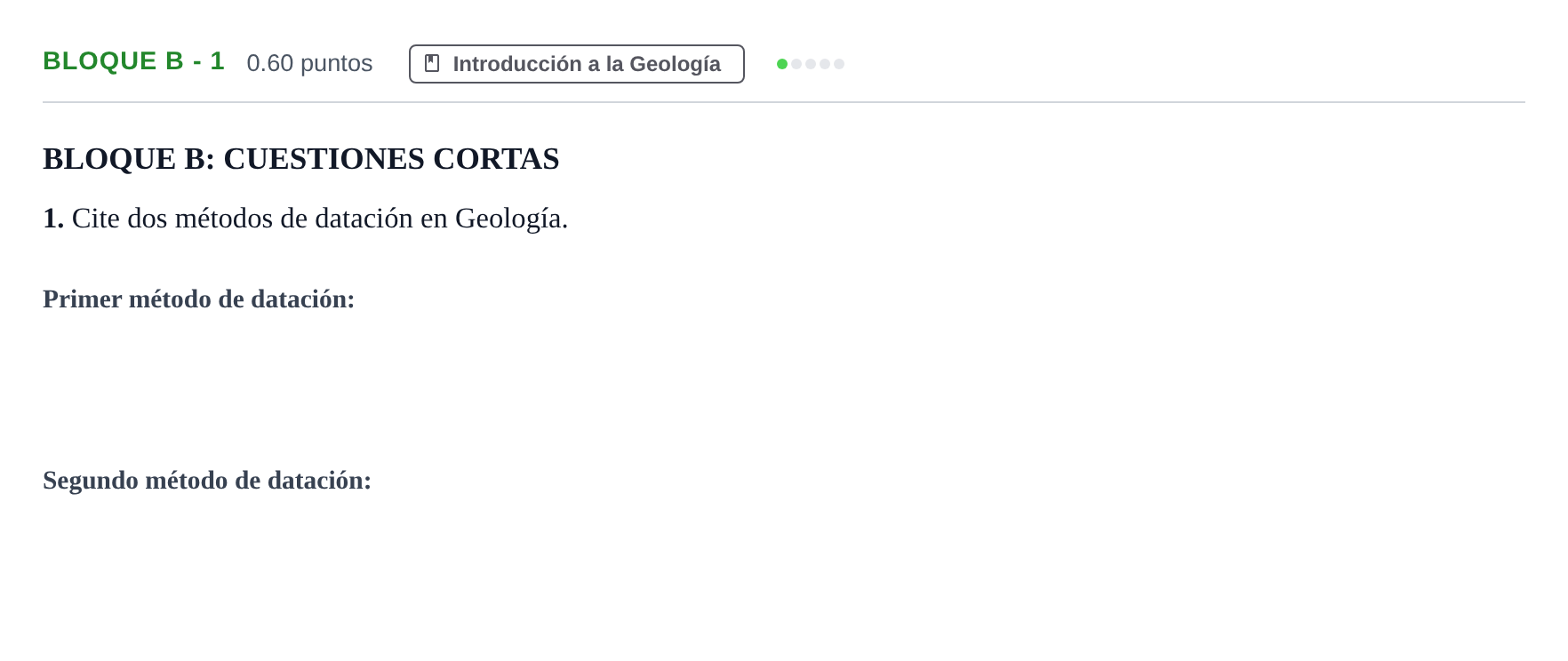Enunciado: Bloque B - 1 · Geología PAU Andalucía Ordinaria Titular 2024