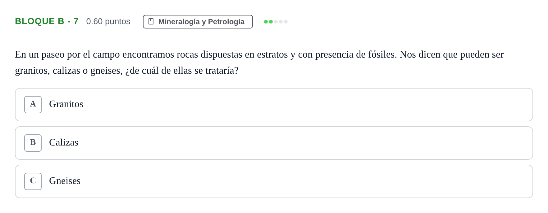 Enunciado: Bloque B - 7 · Geología PAU Andalucía Ordinaria Titular 2024