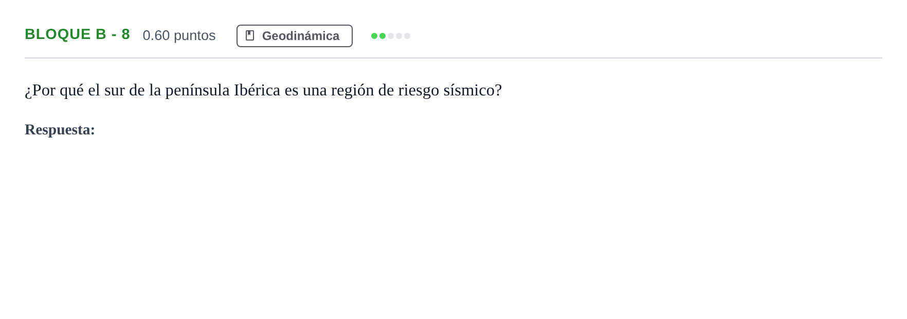 Enunciado: Bloque B - 8 · Geología PAU Andalucía Ordinaria Titular 2024