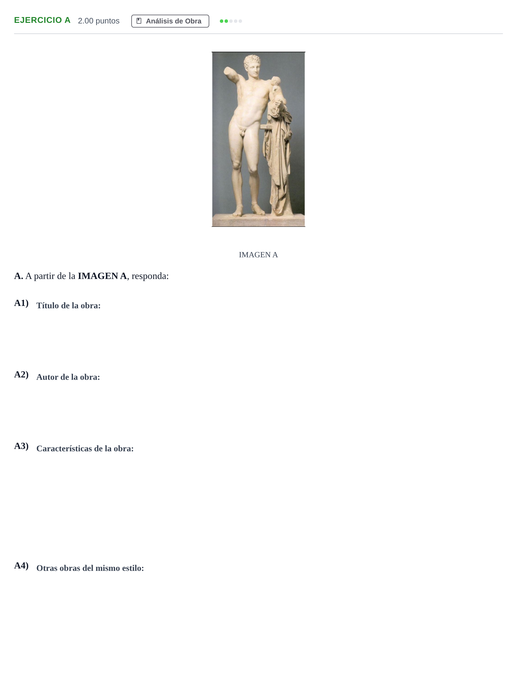 Enunciado: Ejercicio A · Historia del Arte PAU Andalucía Extraordinaria Reserva 2024