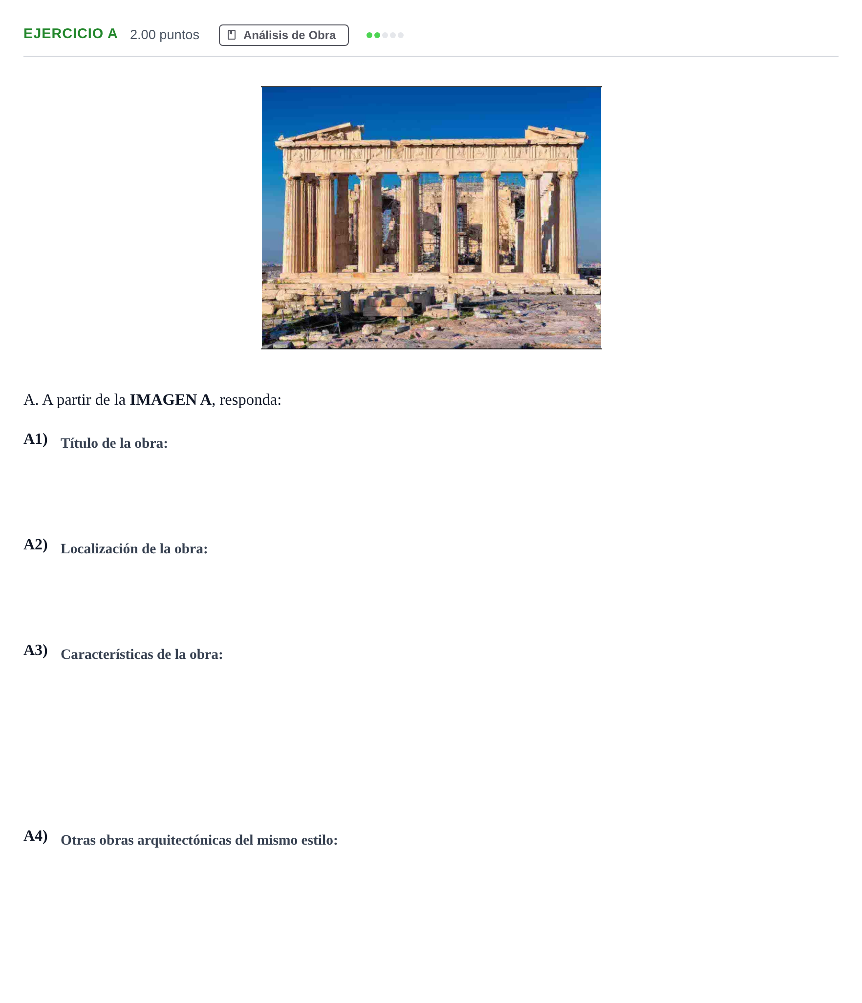 Enunciado: Ejercicio A · Historia del Arte PAU Andalucía Ordinaria Reserva 2024