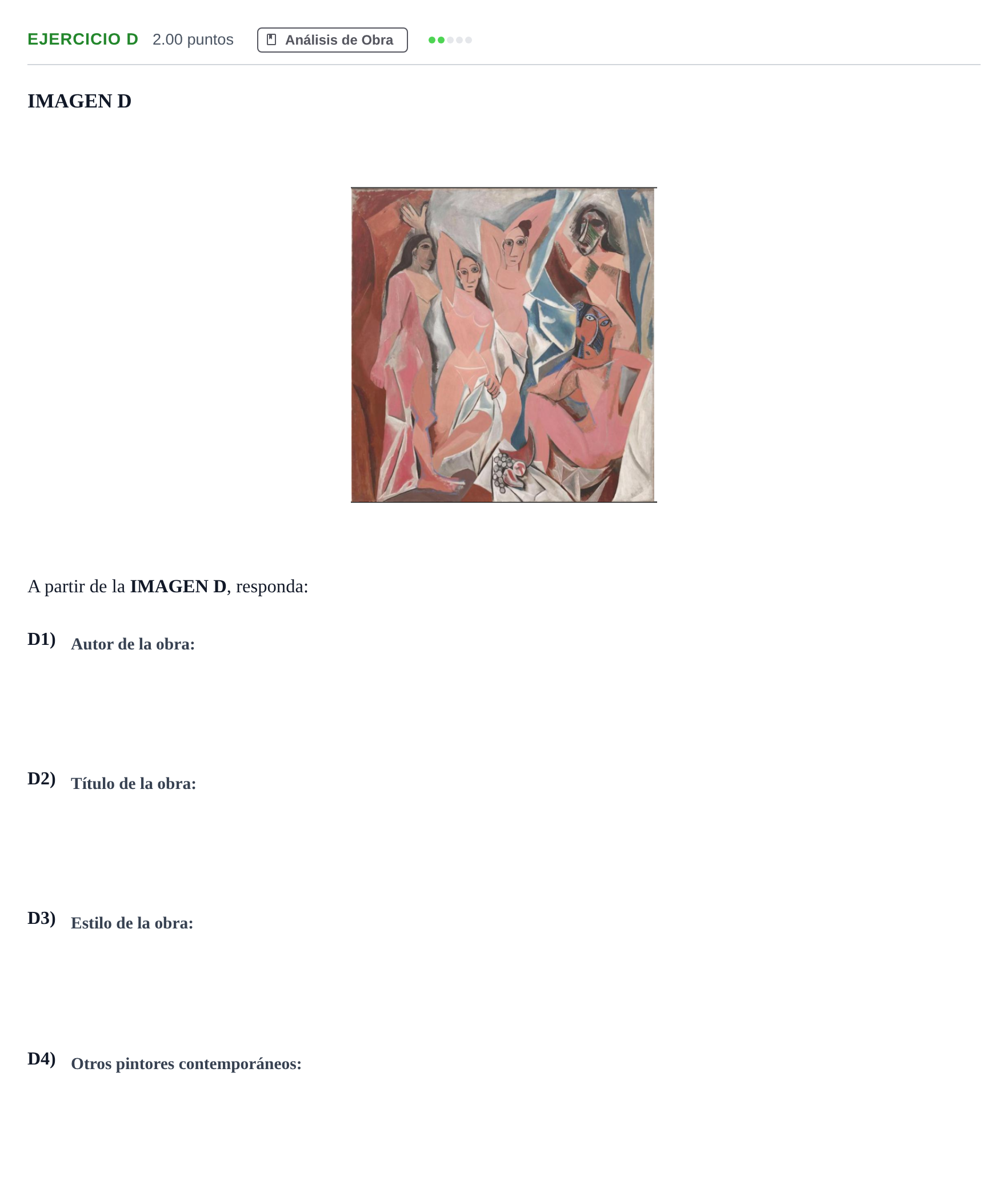 Enunciado: Ejercicio D · Historia del Arte PAU Andalucía Ordinaria Reserva 2024