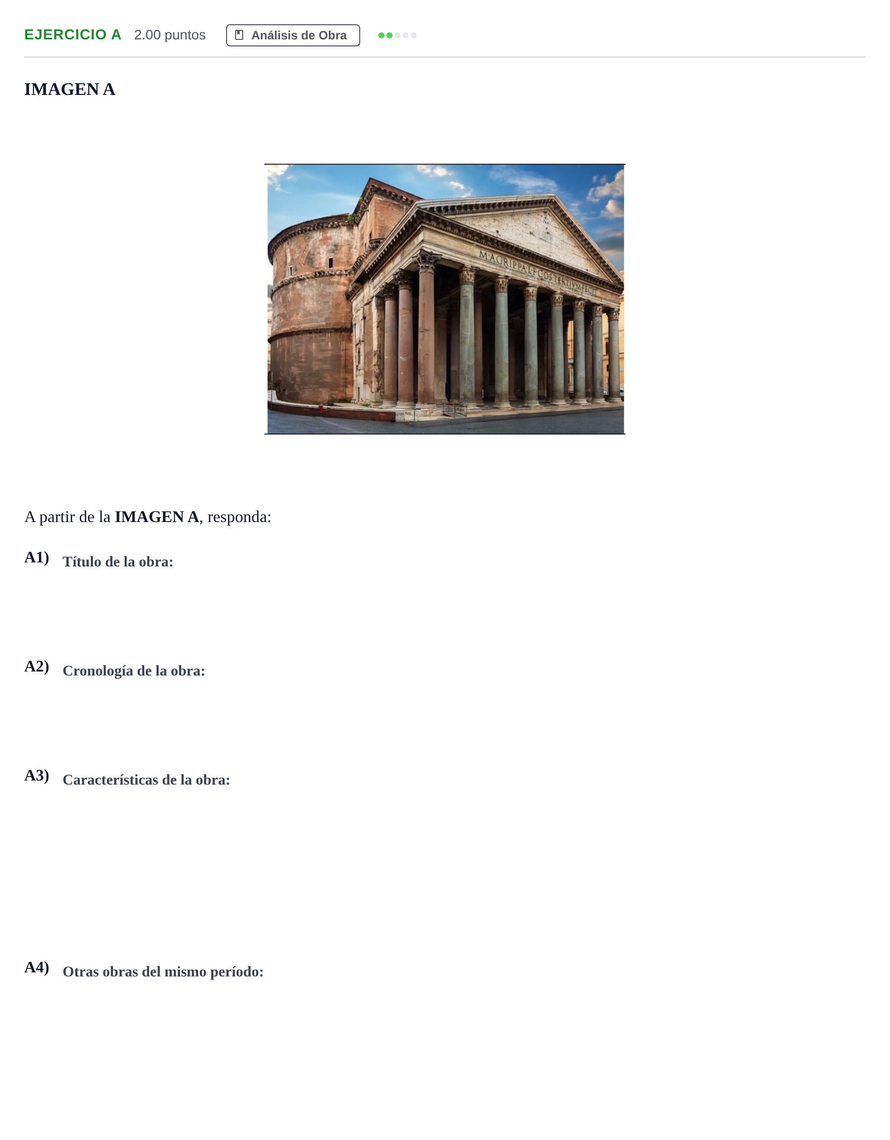 Enunciado: Ejercicio A · Historia del Arte PAU Andalucía Ordinaria Titular 2024