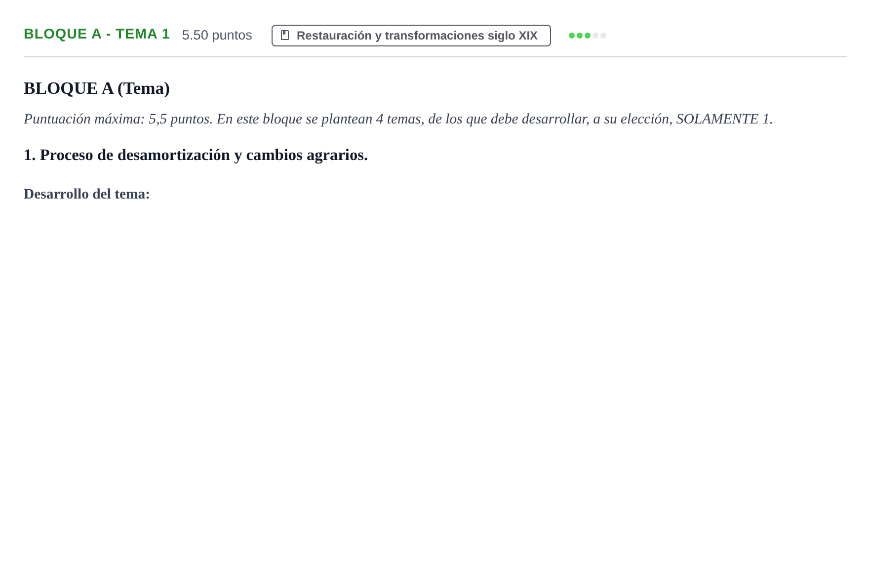 Enunciado: Bloque A - Tema 1 · Historia de España PAU Andalucía Extraordinaria Reserva 2024