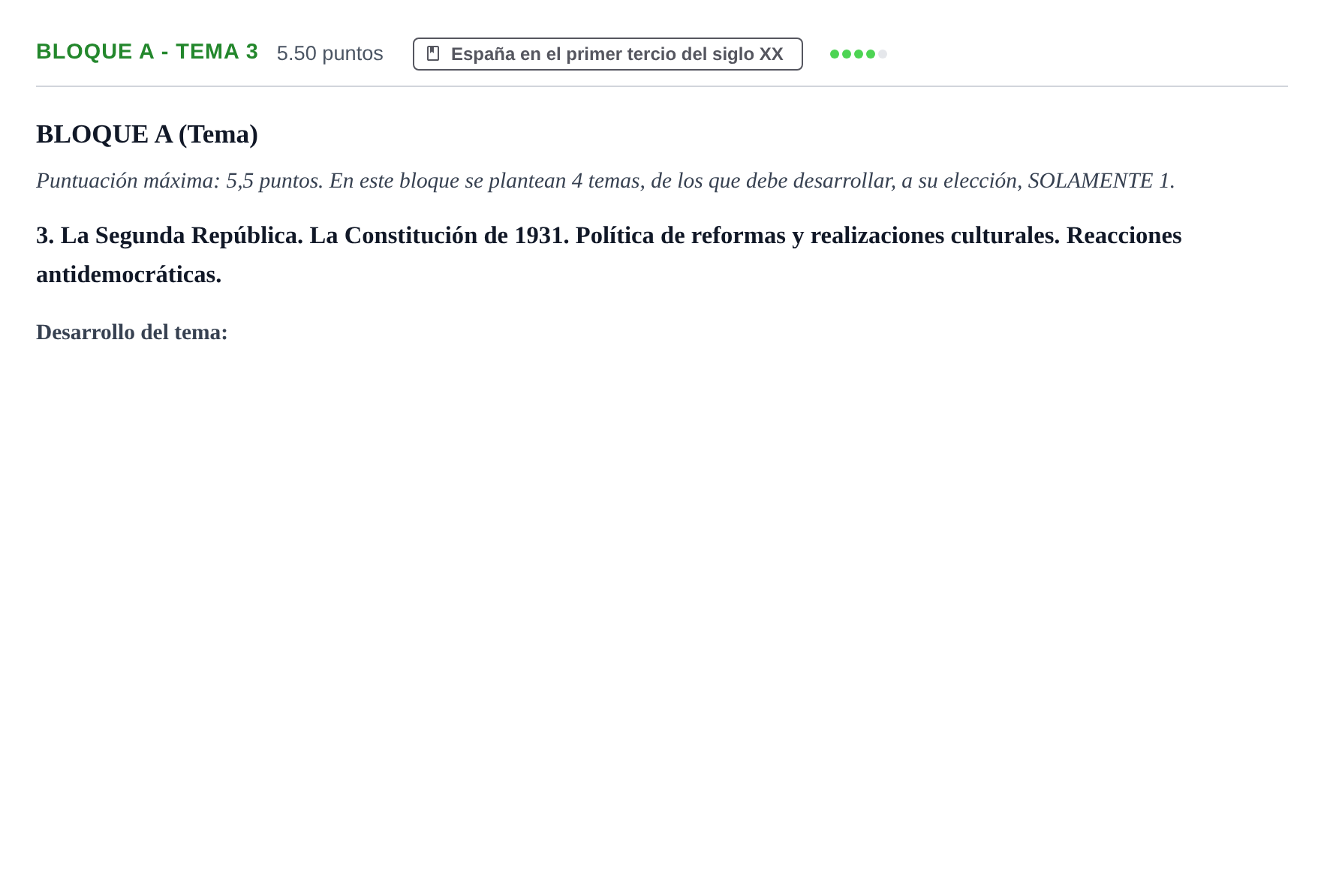 Enunciado: Bloque A - Tema 3 · Historia de España PAU Andalucía Extraordinaria Reserva 2024