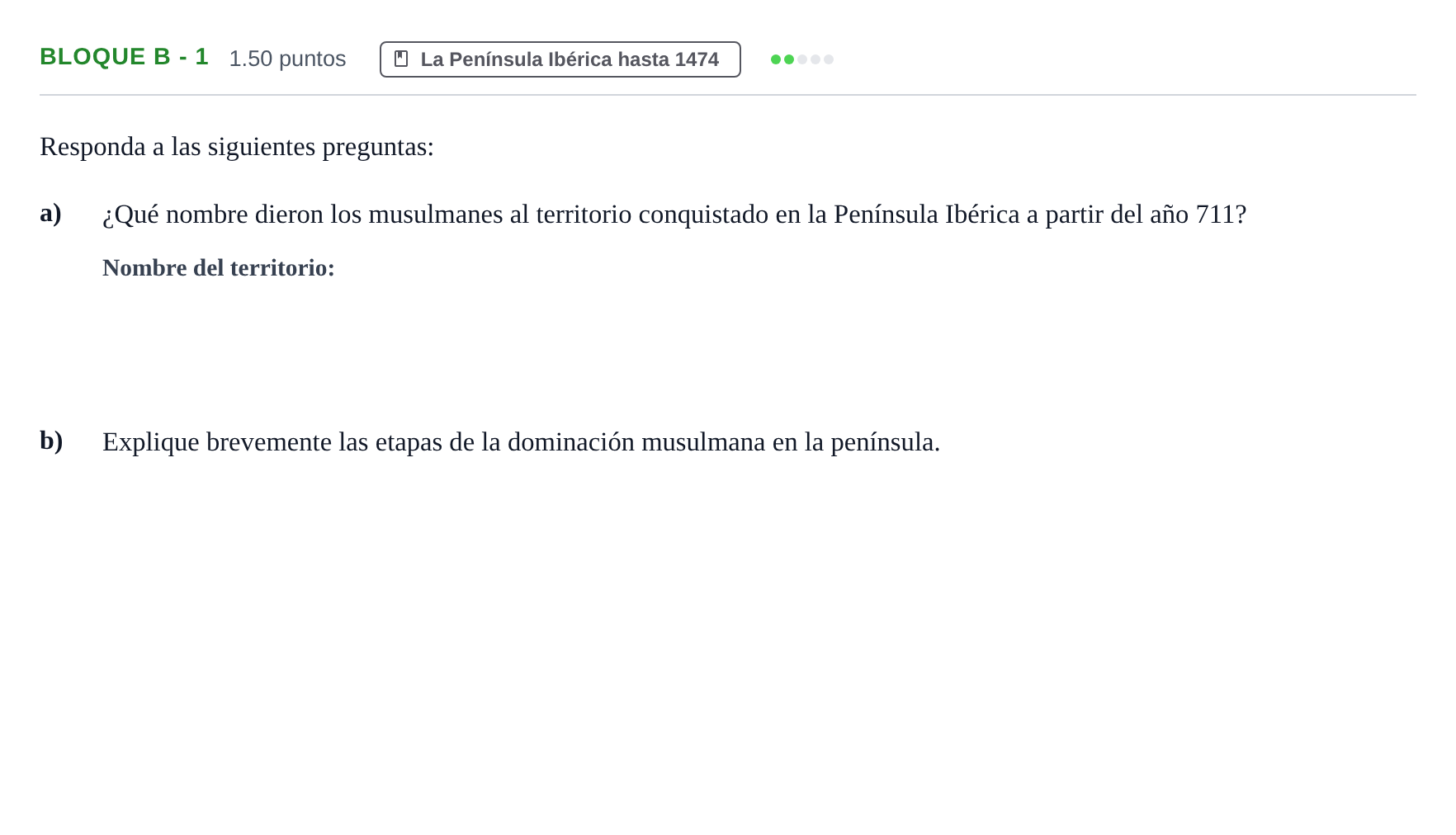 Enunciado: Bloque B - 1 · Historia de España PAU Andalucía Extraordinaria Suplente 2024