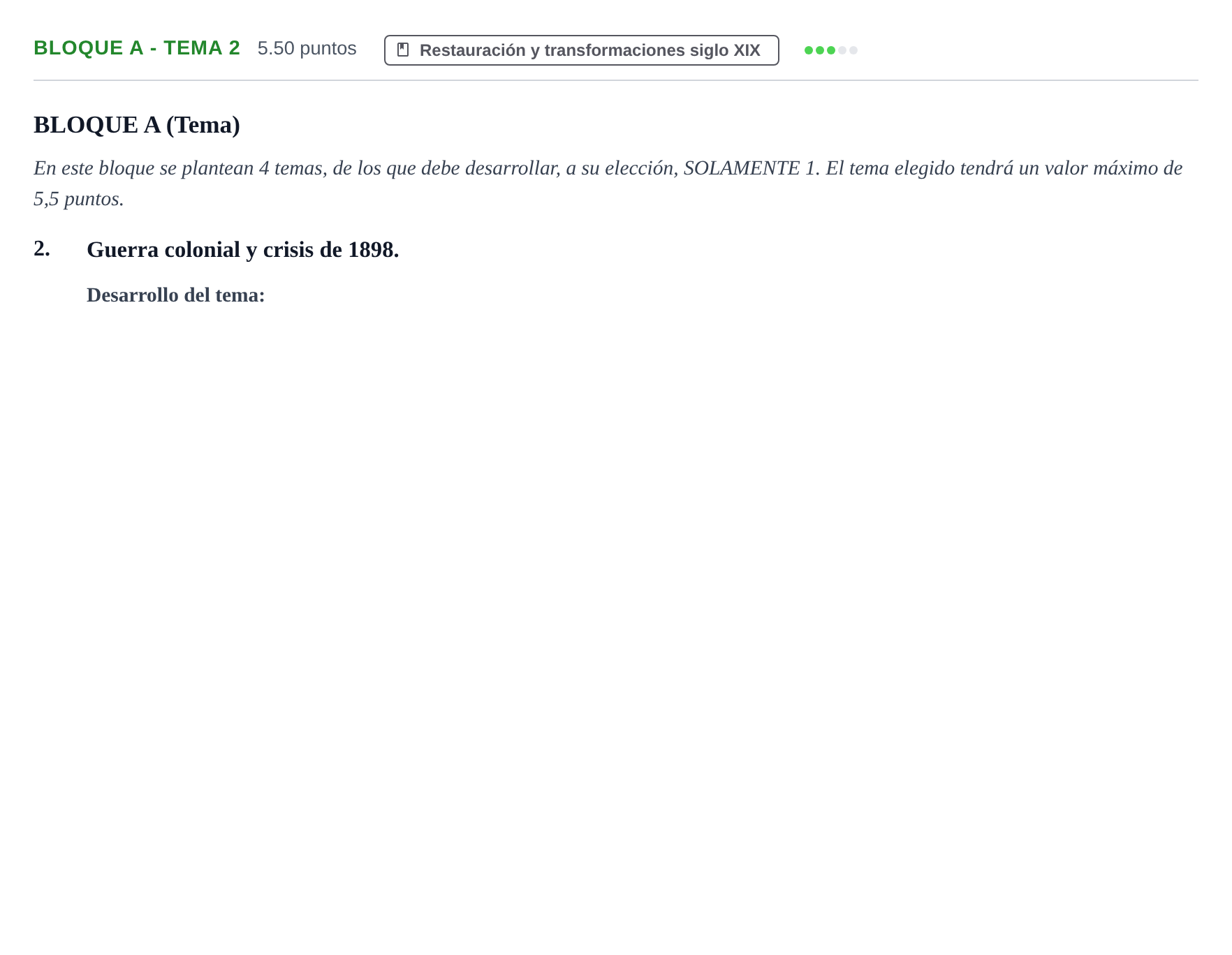 Enunciado: Bloque A - Tema 2 · Historia de España PAU Andalucía Ordinaria Reserva 2024