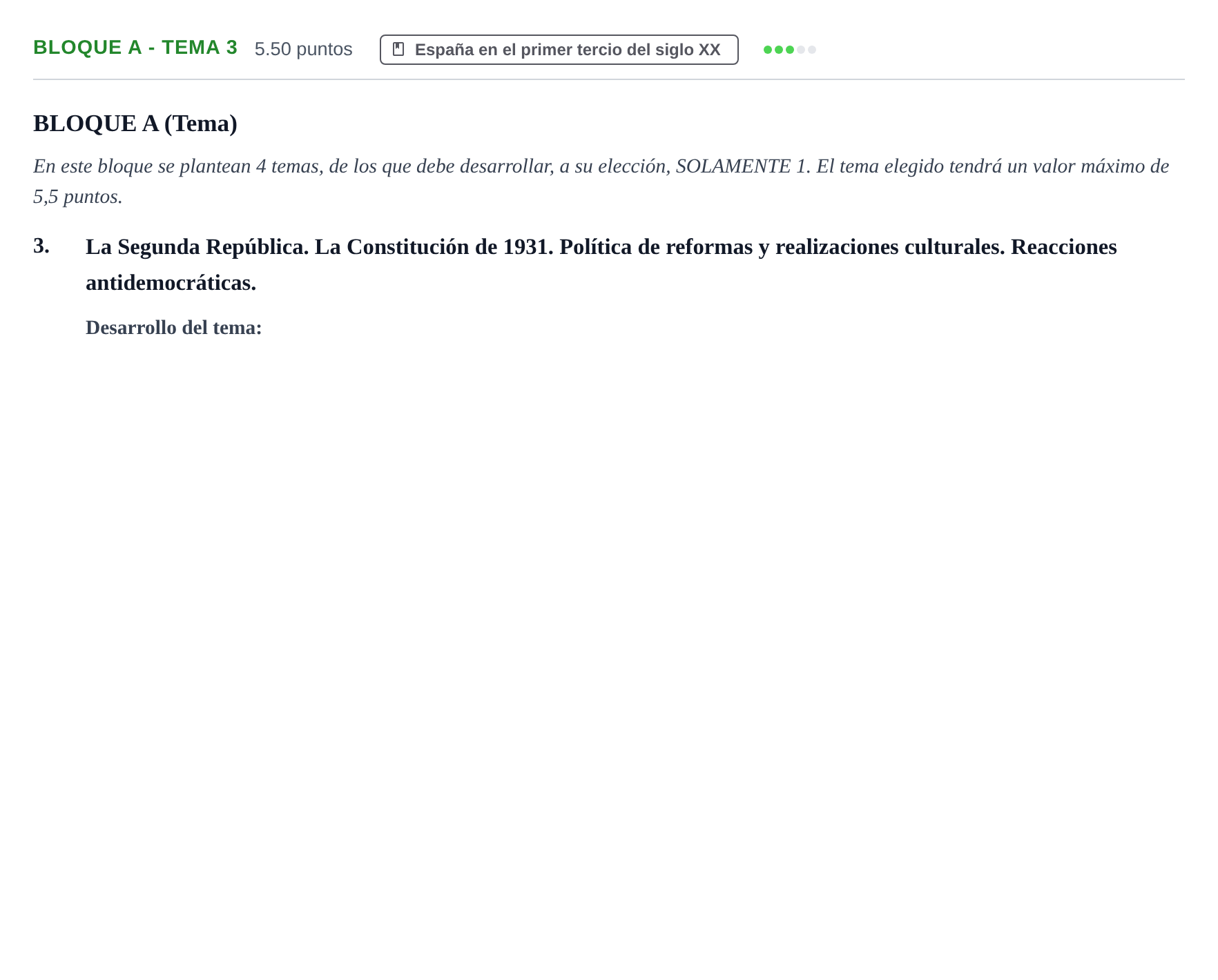 Enunciado: Bloque A - Tema 3 · Historia de España PAU Andalucía Ordinaria Reserva 2024
