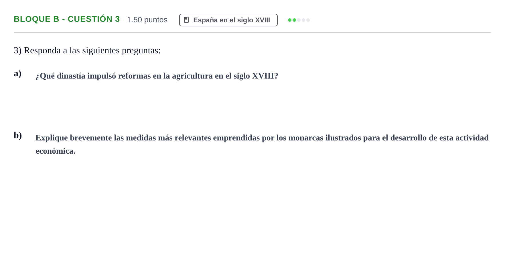 Enunciado: Bloque B - Cuestión 3 · Historia de España PAU Andalucía Ordinaria Reserva 2024