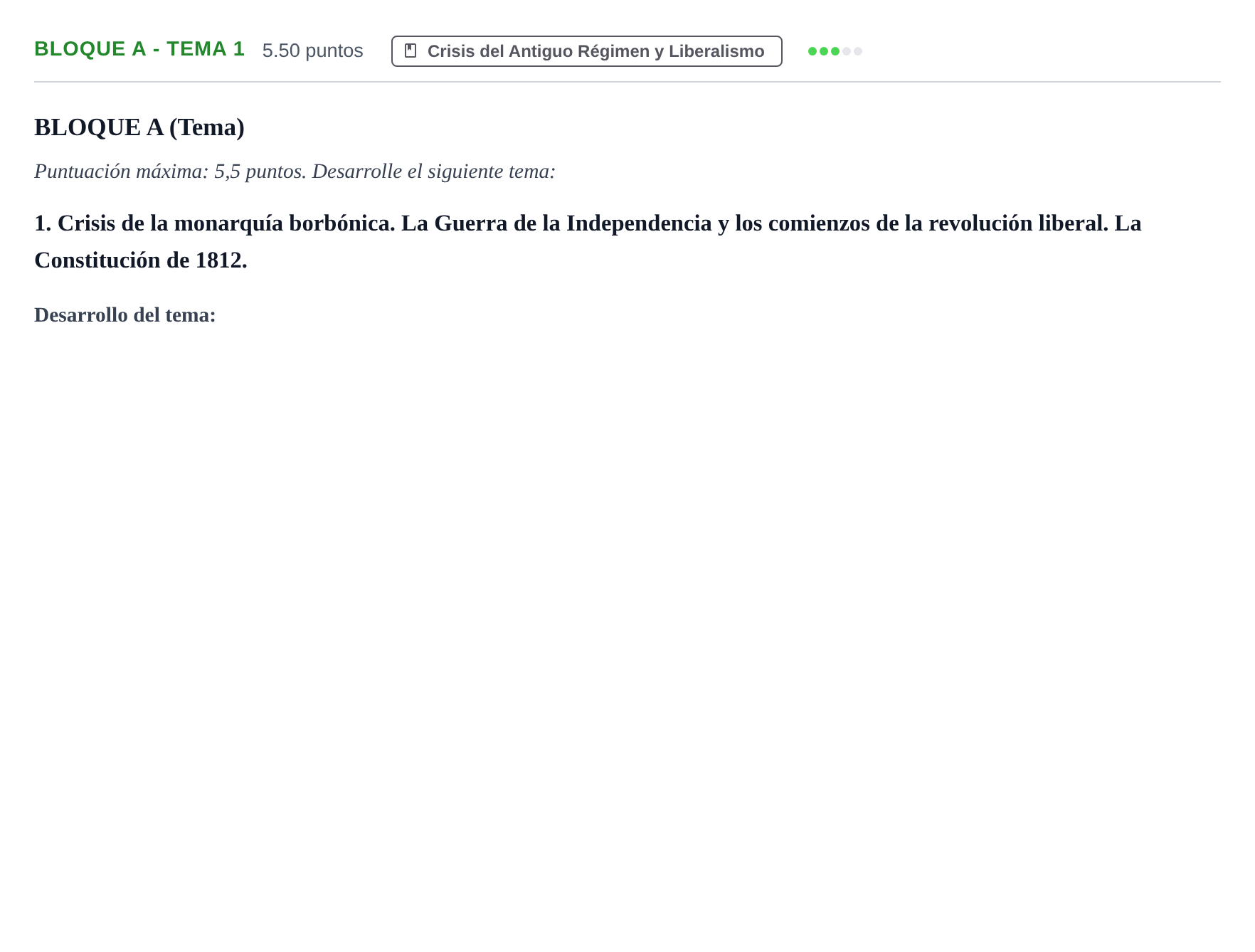 Enunciado: Bloque A - Tema 1 · Historia de España PAU Andalucía Ordinaria Suplente 2024