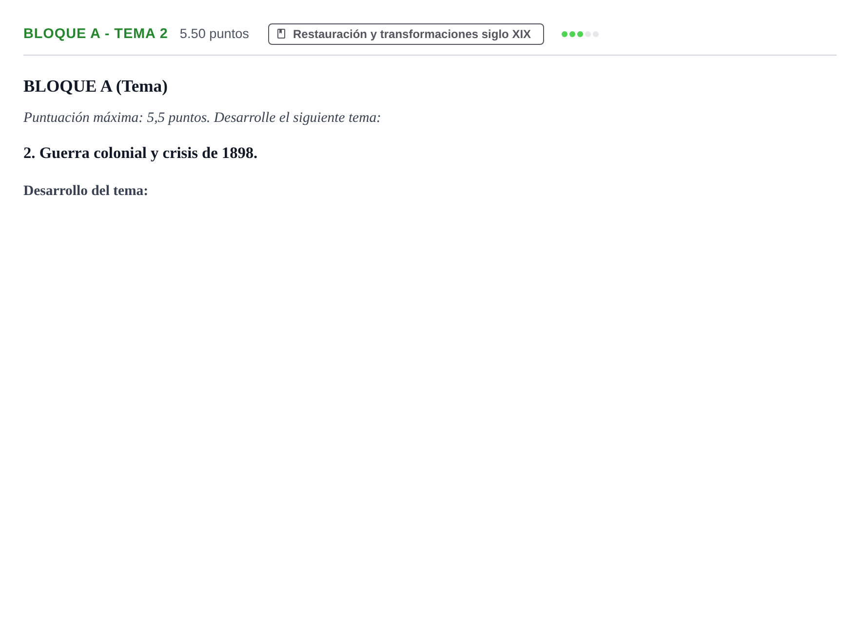 Enunciado: Bloque A - Tema 2 · Historia de España PAU Andalucía Ordinaria Suplente 2024