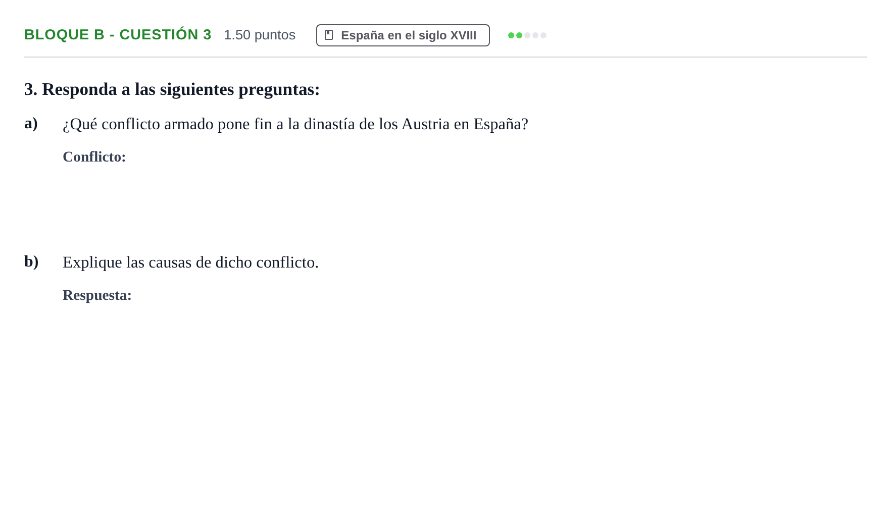 Enunciado: Bloque B - Cuestión 3 · Historia de España PAU Andalucía Ordinaria Suplente 2024