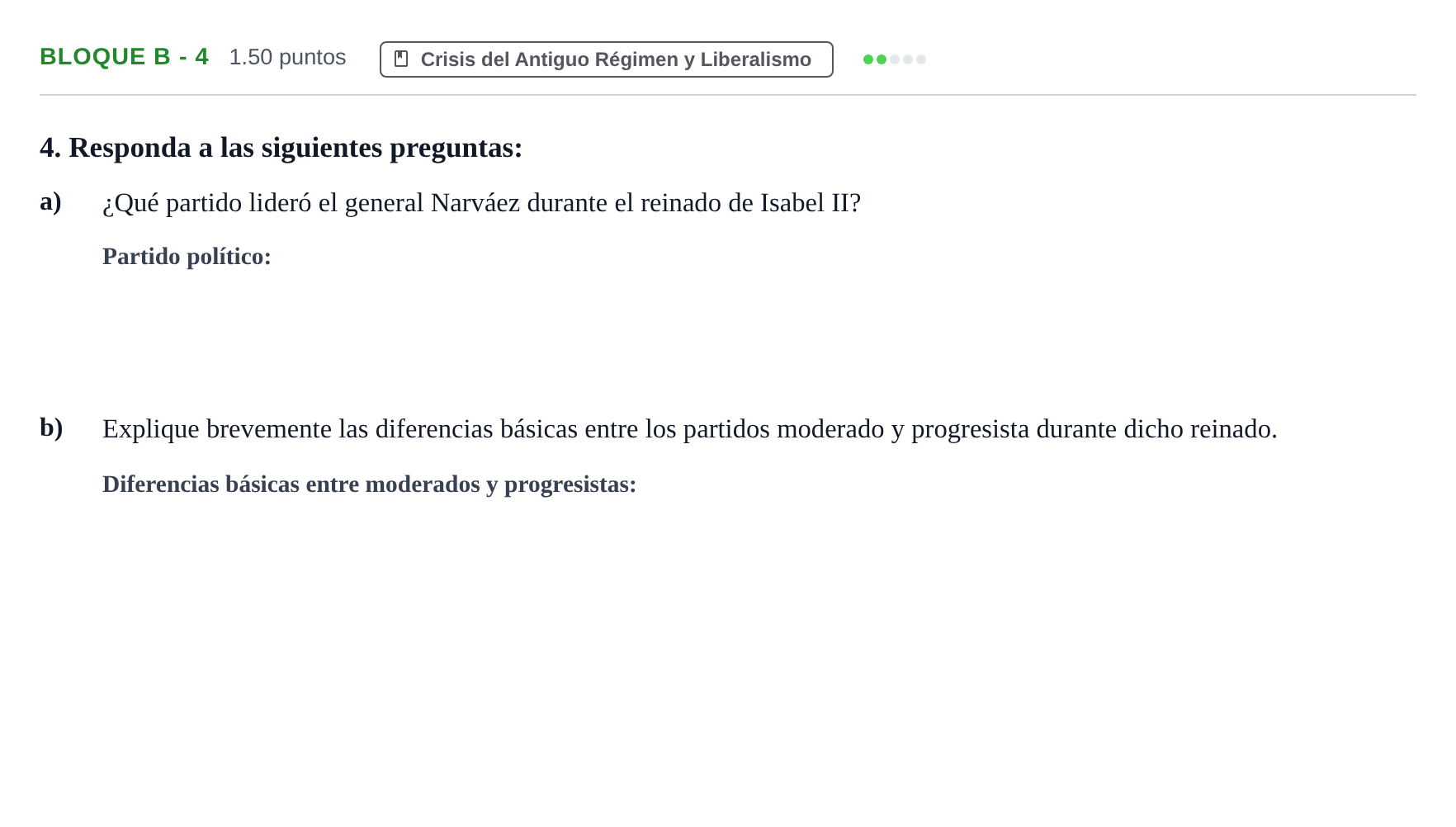 Enunciado: Bloque B - 4 · Historia de España PAU Andalucía Ordinaria Titular 2024