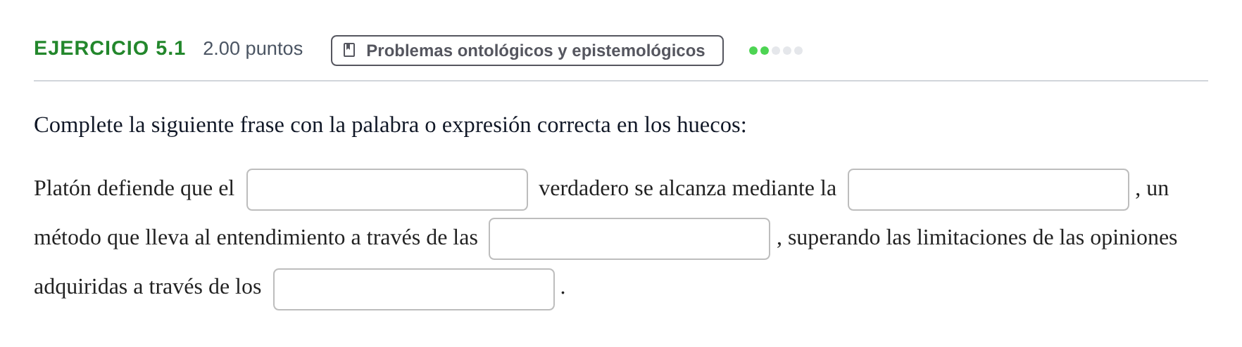 Enunciado: Ejercicio 5.1 · Historia de la Filosofía PAU Andalucía Extraordinaria Reserva 2024
