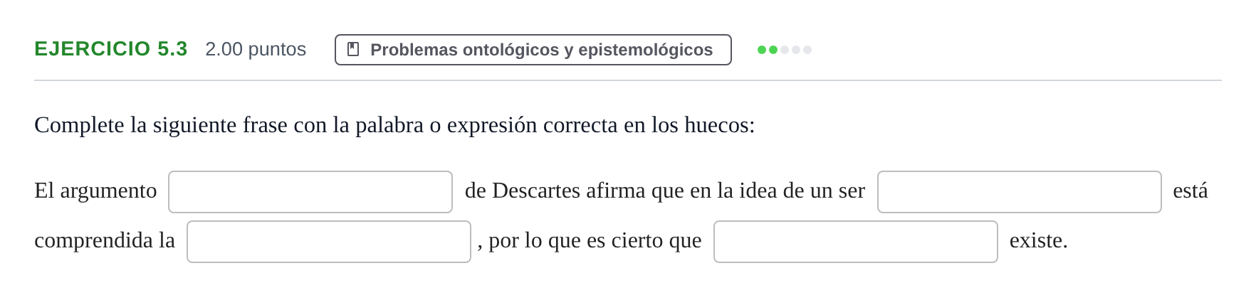 Enunciado: Ejercicio 5.3 · Historia de la Filosofía PAU Andalucía Extraordinaria Reserva 2024