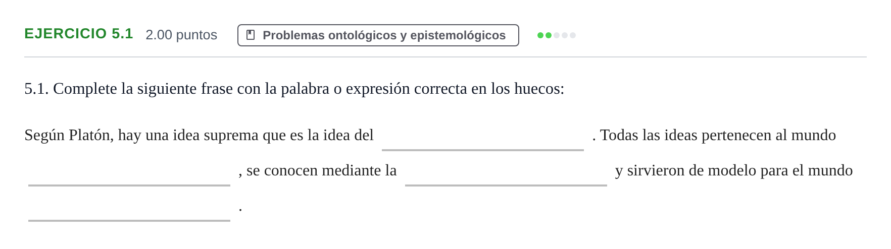 Enunciado: Ejercicio 5.1 · Historia de la Filosofía PAU Andalucía Extraordinaria Suplente 2024