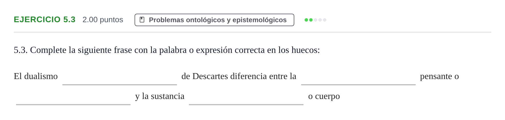 Enunciado: Ejercicio 5.3 · Historia de la Filosofía PAU Andalucía Extraordinaria Suplente 2024