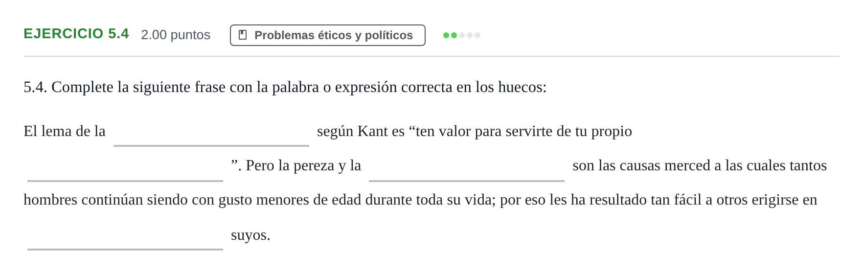 Enunciado: Ejercicio 5.4 · Historia de la Filosofía PAU Andalucía Extraordinaria Suplente 2024