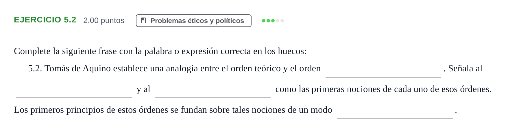 Enunciado: Ejercicio 5.2 · Historia de la Filosofía PAU Andalucía Extraordinaria Titular 2024