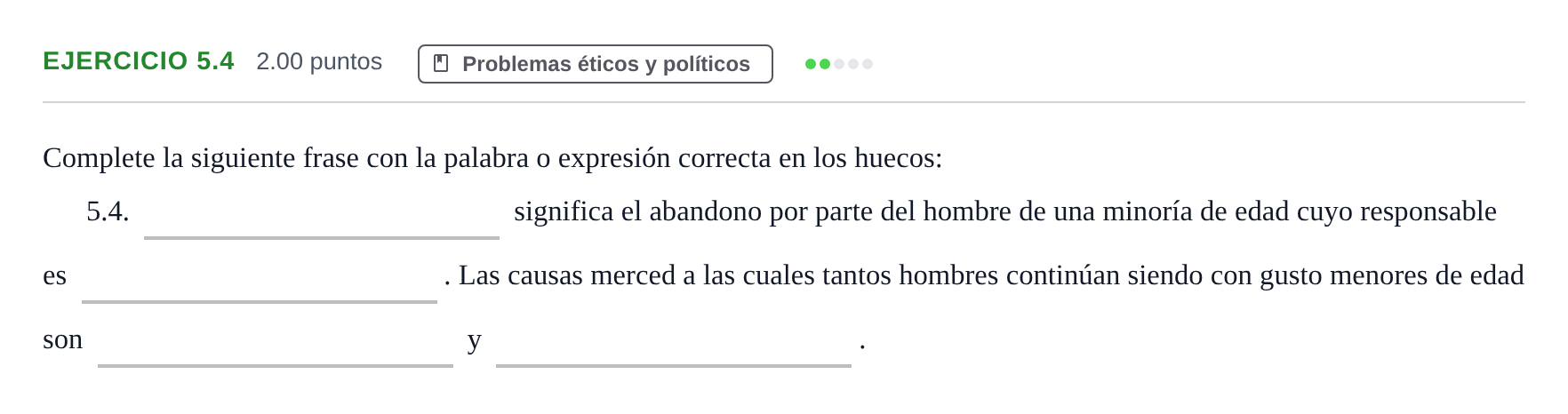 Enunciado: Ejercicio 5.4 · Historia de la Filosofía PAU Andalucía Extraordinaria Titular 2024