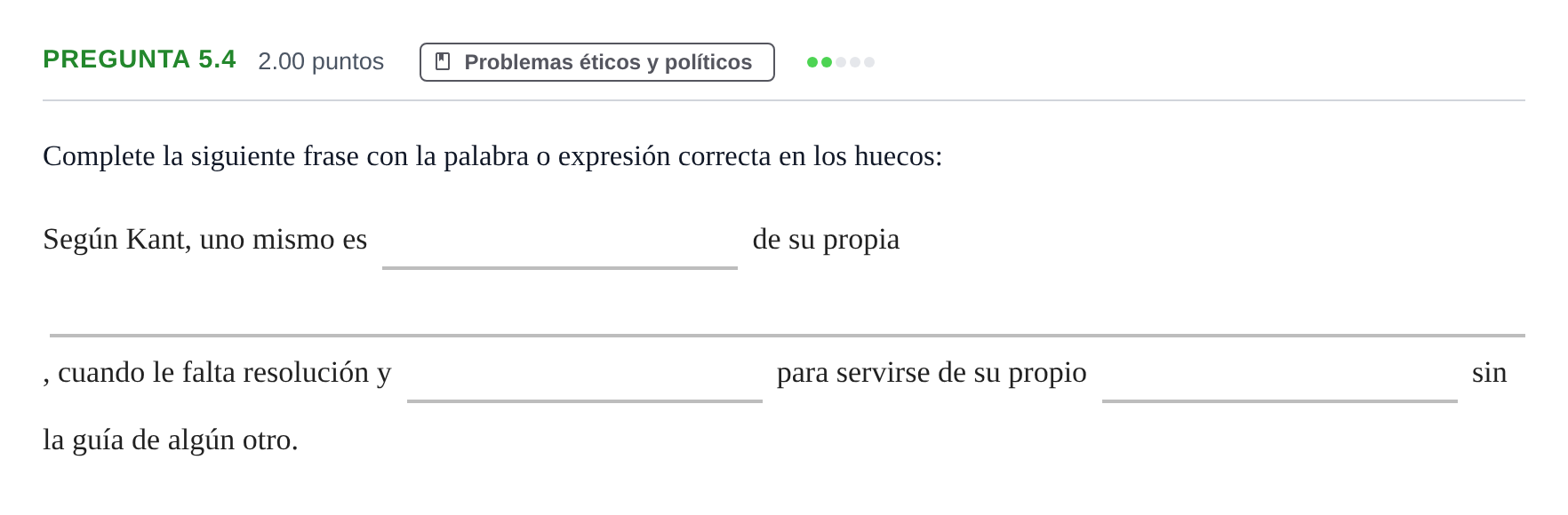 Enunciado: Pregunta 5.4 · Historia de la Filosofía PAU Andalucía Ordinaria Suplente 2024