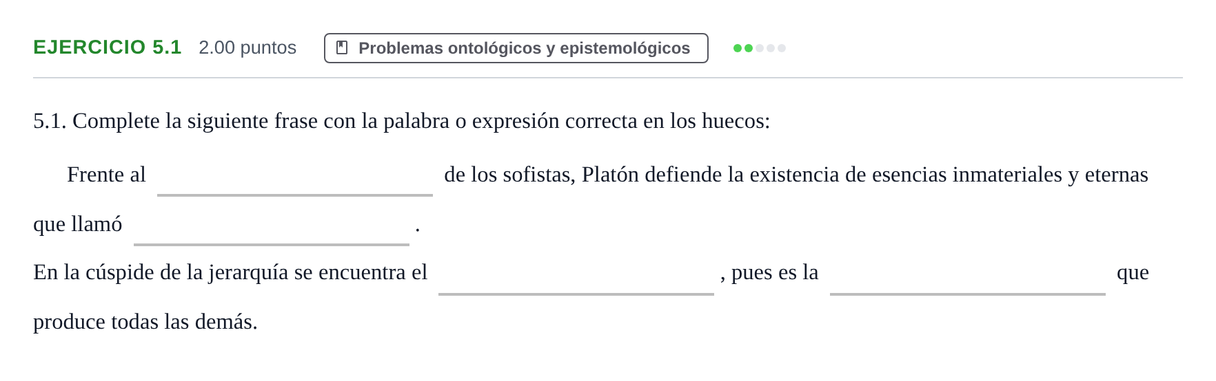 Enunciado: Ejercicio 5.1 · Historia de la Filosofía PAU Andalucía Ordinaria Titular 2024