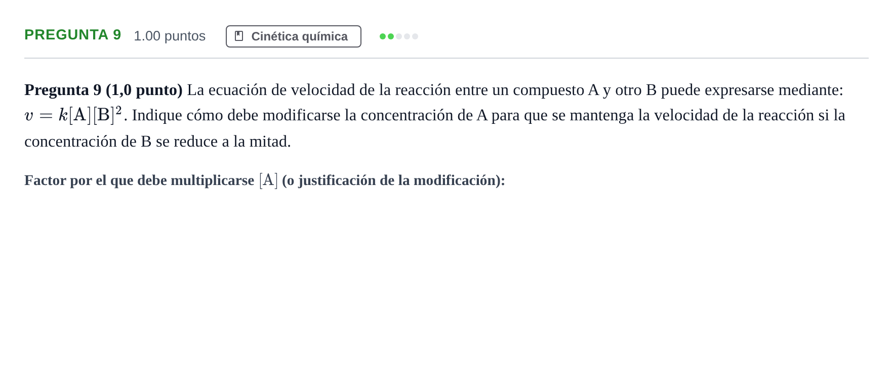 Enunciado: Pregunta 9 · Química PAU Castilla-La Mancha Extraordinaria 2022