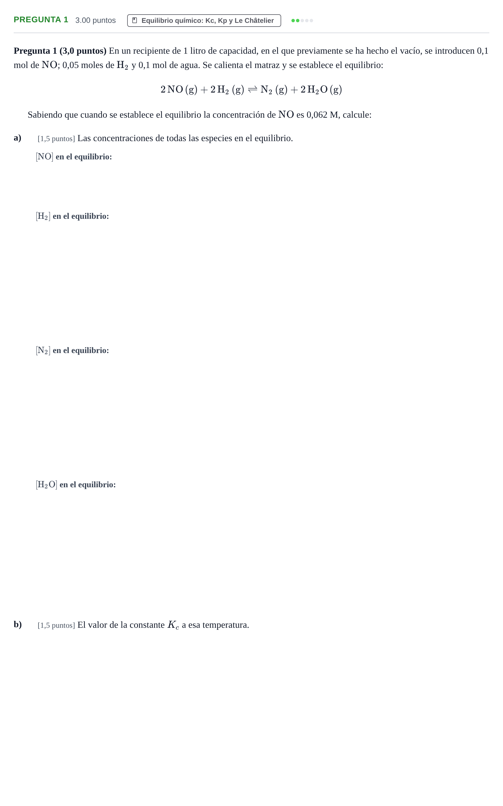 Enunciado: Pregunta 1 · Química PAU Castilla-La Mancha Ordinaria 2022
