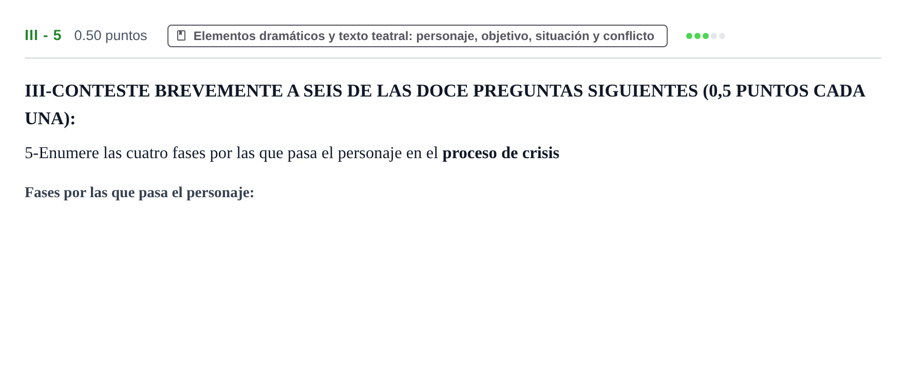 Enunciado: Ejercicio III - 5 · Artes Escénicas PAU Castilla-La Mancha Extraordinaria 2021