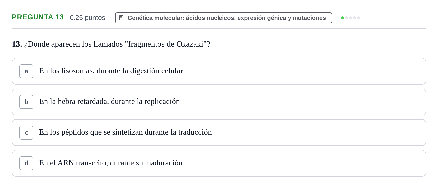 Enunciado: Pregunta 13 · Biología PAU Castilla-La Mancha Extraordinaria 2021