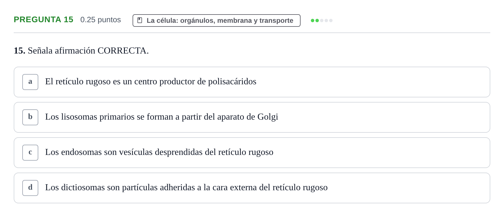 Enunciado: Pregunta 15 · Biología PAU Castilla-La Mancha Extraordinaria 2021
