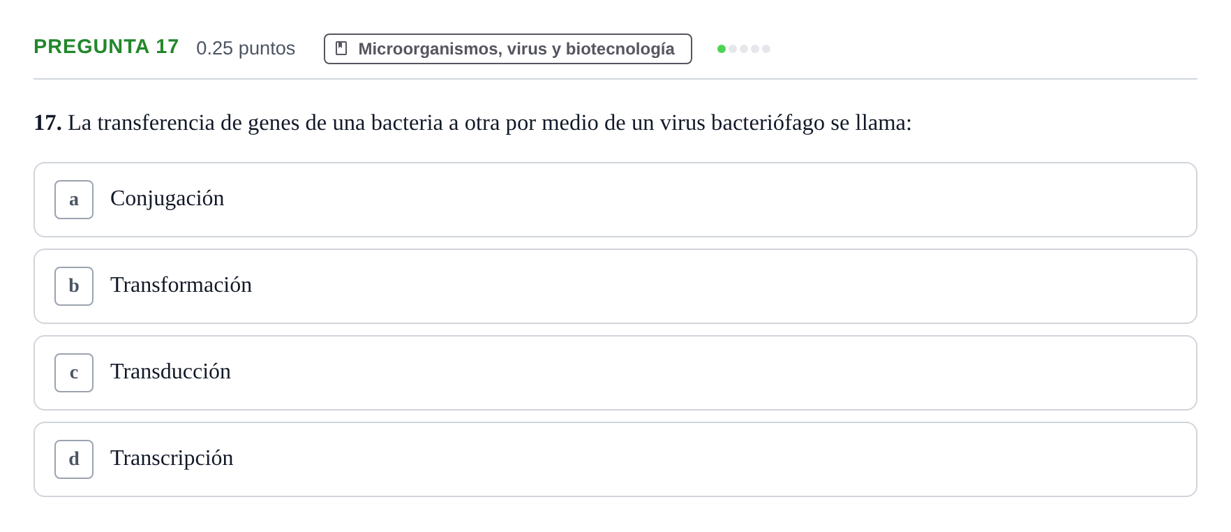 Enunciado: Pregunta 17 · Biología PAU Castilla-La Mancha Extraordinaria 2021