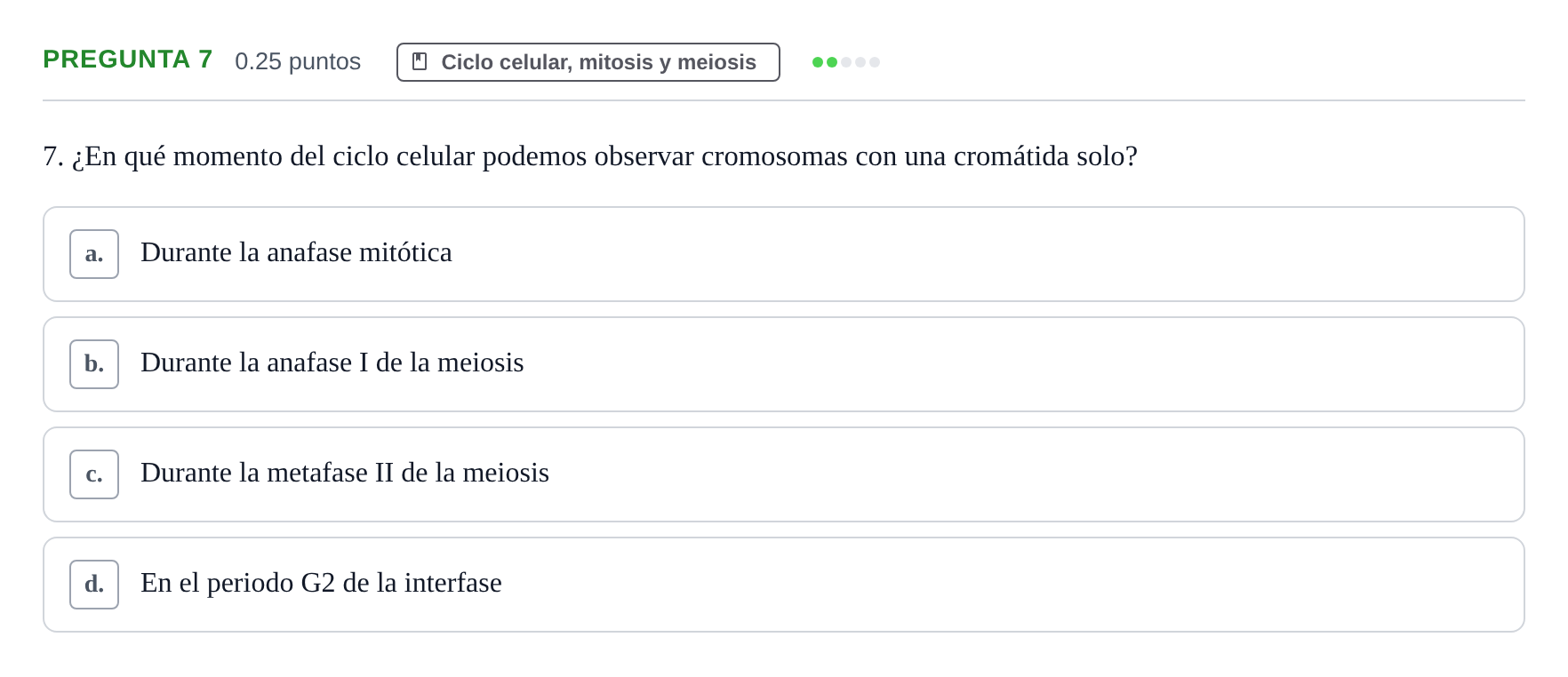 Enunciado: Pregunta 7 · Biología PAU Castilla-La Mancha Extraordinaria 2021