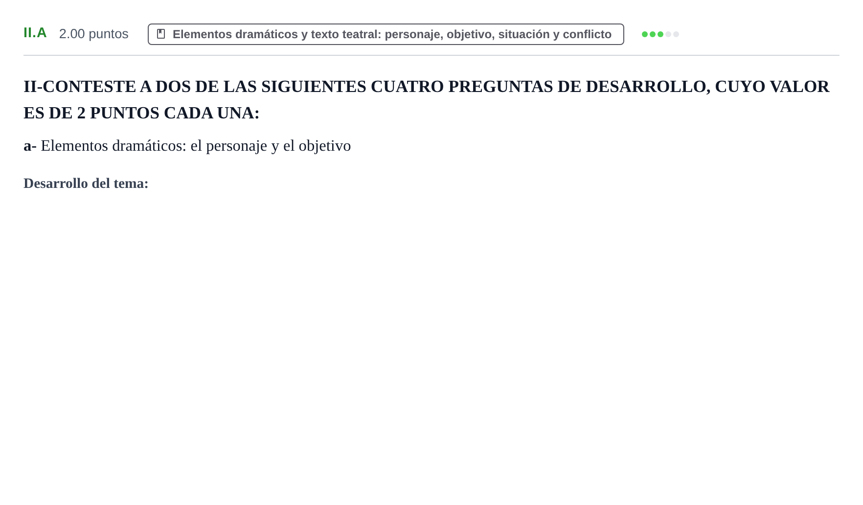 Enunciado: Ejercicio II.a · Artes Escénicas PAU Castilla-La Mancha Ordinaria 2021
