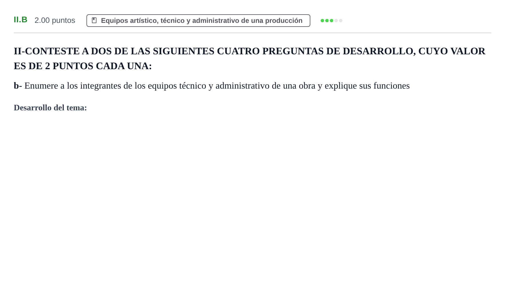 Enunciado: Ejercicio II.b · Artes Escénicas PAU Castilla-La Mancha Ordinaria 2021
