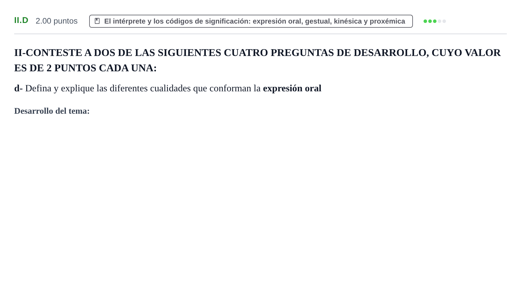 Enunciado: Ejercicio II.d · Artes Escénicas PAU Castilla-La Mancha Ordinaria 2021