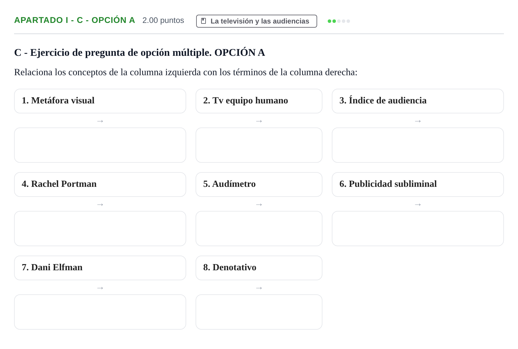 Enunciado: Apartado I - C - Opción A · Cultura Audiovisual II PAU Castilla-La Mancha Ordinaria 2021