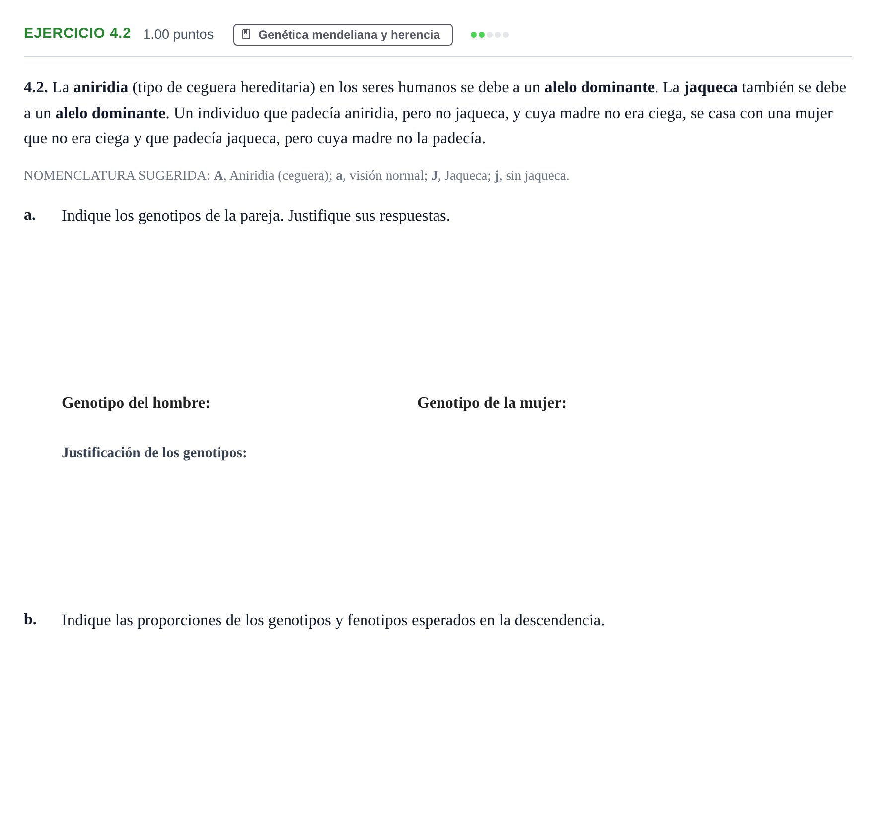 Enunciado: Ejercicio 4.2 · Biología PAU Castilla-La Mancha Ordinaria 2021