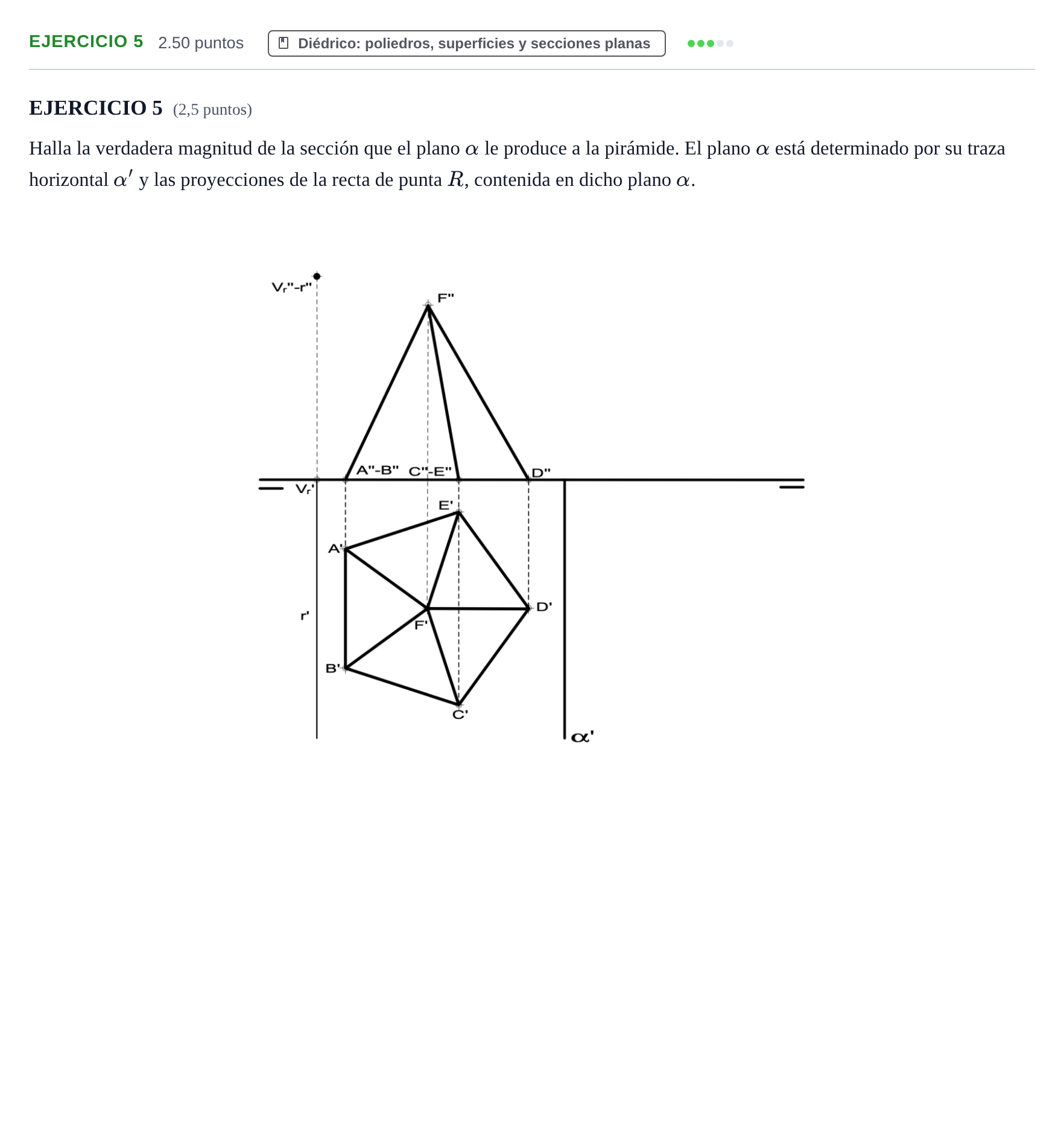 Enunciado: Ejercicio 5 · Dibujo técnico II PAU Castilla-La Mancha Ordinaria 2021