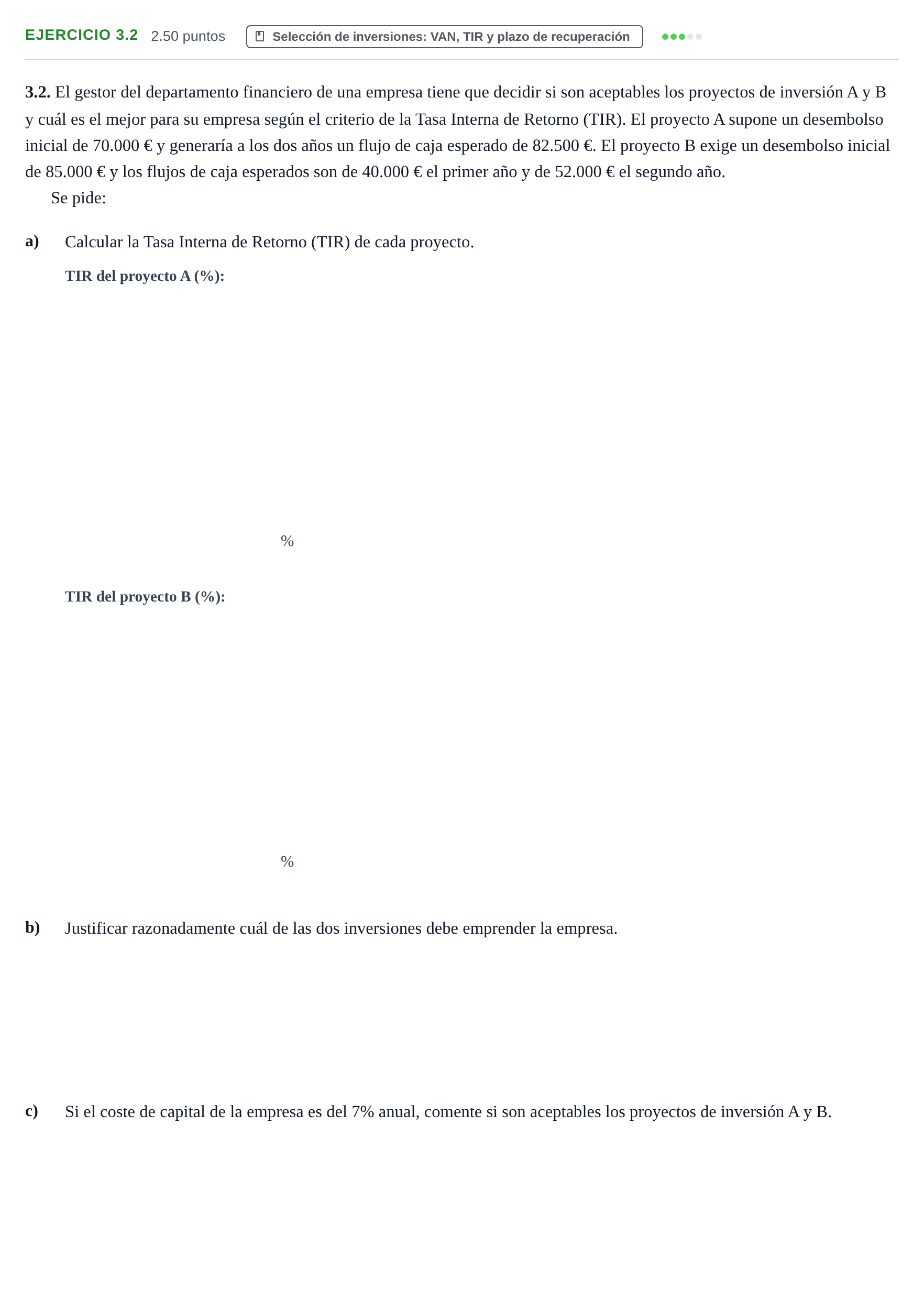 Enunciado: Ejercicio 3.2 · Empresa y Diseño de Modelos de Negocio PAU Castilla-La Mancha Ordinaria 2021