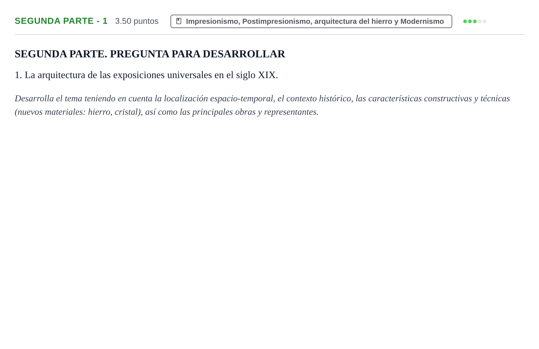 Enunciado: Ejercicio Segunda parte - 1 · Fundamentos Artísticos PAU Castilla-La Mancha Extraordinaria (Fundamentos del Arte II) 2021