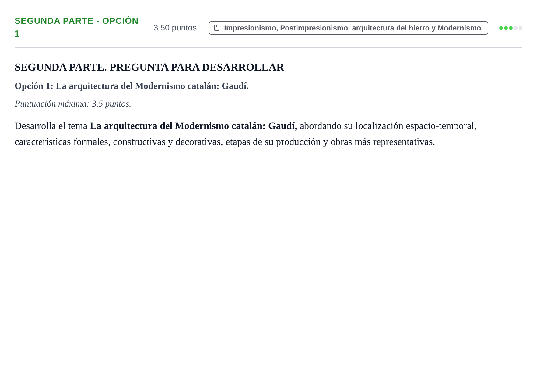 Enunciado: Ejercicio Segunda parte - Opción 1 · Fundamentos Artísticos PAU Castilla-La Mancha Ordinaria (Fundamentos del Arte II) 2021