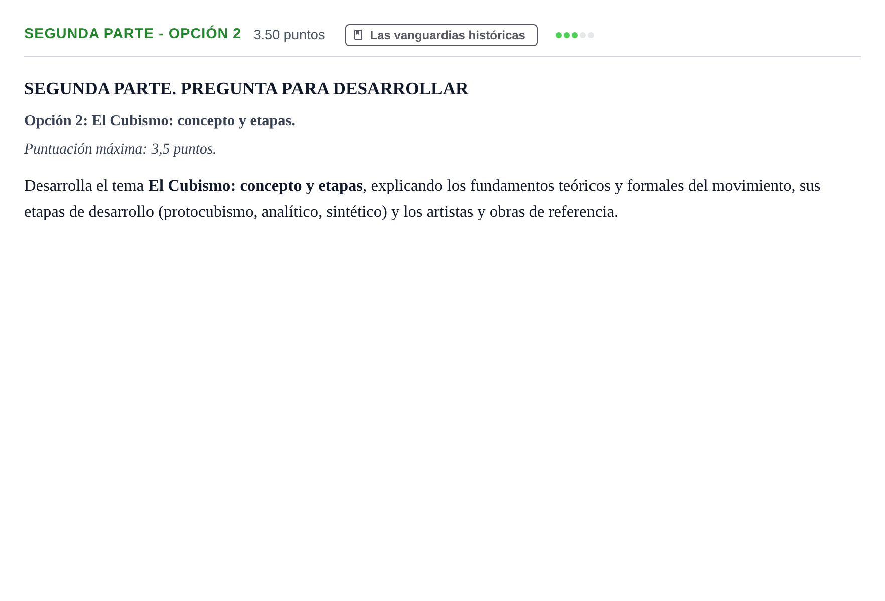 Enunciado: Ejercicio Segunda parte - Opción 2 · Fundamentos Artísticos PAU Castilla-La Mancha Ordinaria (Fundamentos del Arte II) 2021